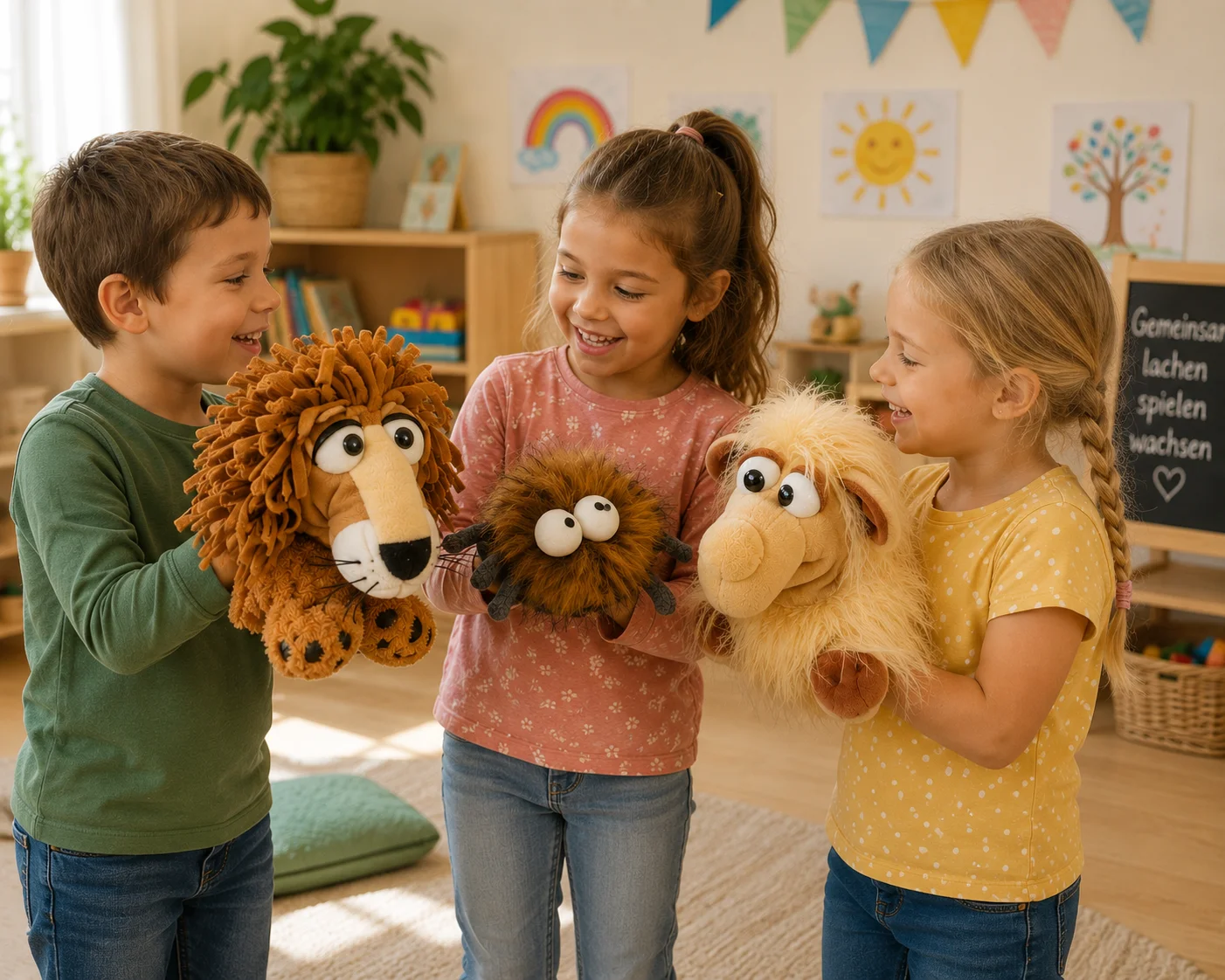 Kinder mit Handpuppen
